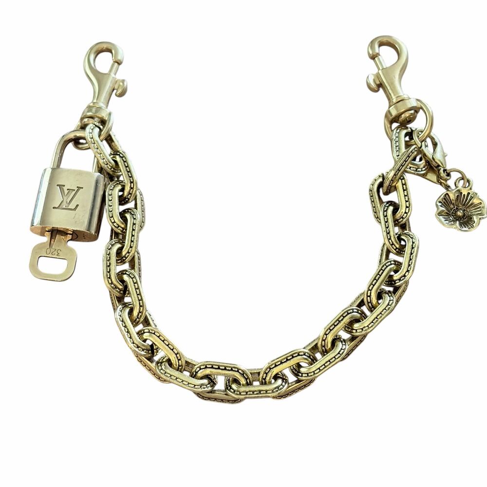 Louis Vuitton Lock & Key #320 w/a Gold Brass Bag Charm Chain w/ Sunflower Charm